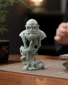 Чайная фигурка Бодхидхарма из зеленого песчаника, аксессуар Чашень для заваривания чая 0897 фото